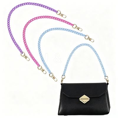 3Pcs 3 Colors Opaque Acrylic Curb Chains Bag Decorative Chains HJEW-FS00091-03-1