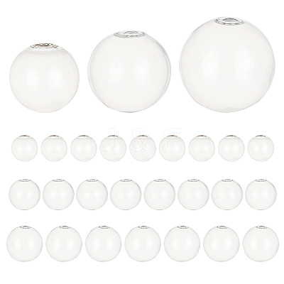 30Pcs 3 Style Round Mechanized Blown Glass Globe Ball Bottles BLOW-PH0001-15-1