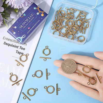 30Pcs 304 Stainless Steel Ring Toggle Clasps STAS-SC0007-42A-1