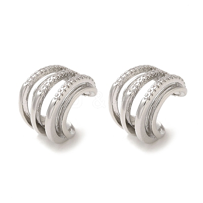 Rack Plating Brass Micro Pave Clear Cubic Zirconia 4-Strand Ring Cuff Earrings for Women EJEW-P280-18P-1