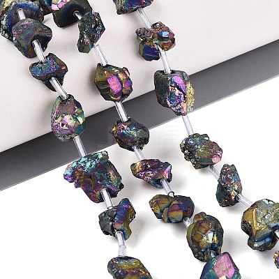 Electroplate Raw Rough Natural Amethyst Beads Strands G-Q610-06C-1