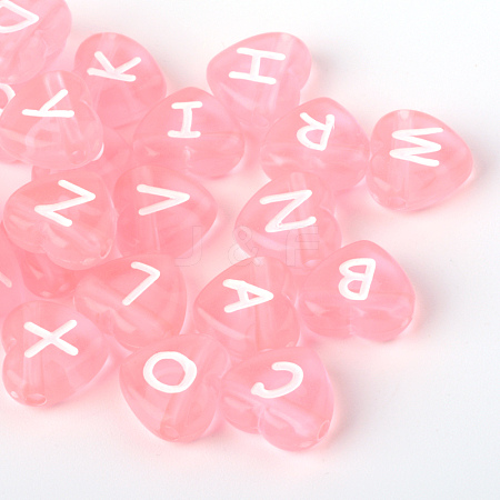 Transparent Acrylic Heart Horizontal Hole Letter Beads TACR-Q101-01A-1