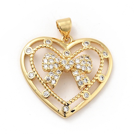Rack Plating Brass Micro Pave Clear Cubic Zirconia Pendants ZIRC-F129-42G-1