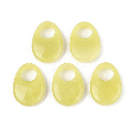 Natural Lemon Jade Large Hole Pendants G-N348-06B-04-1