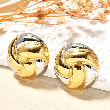 304 Stainless Steel Two Tone Stud Earrings EJEW-F355-04GP-01-1