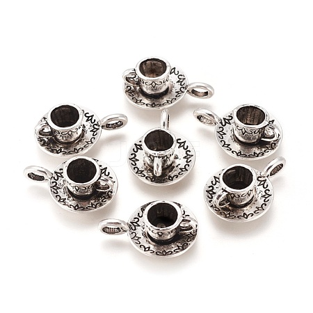 Coffee Cup Tibetan Style Alloy Pendants X-TIBEP-A13415-AS-RS-1