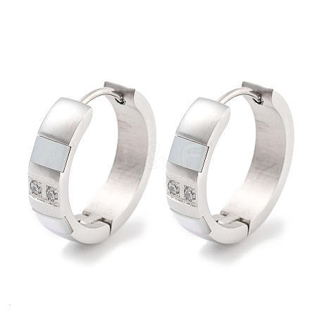 304 Stainless Steel Pave Clear Cubic Zirconia Huggie Hoop Earrings EJEW-C096-22P-1