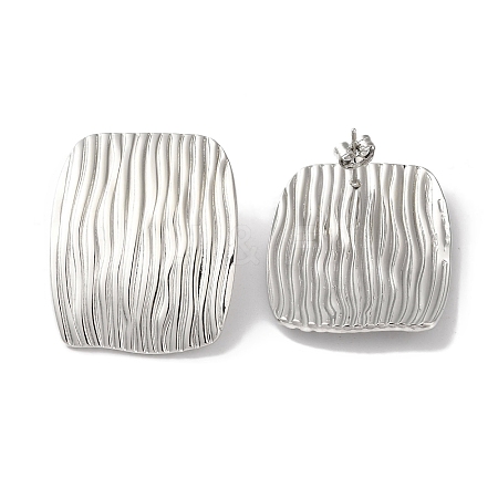 Stripe Rectangle 304 Stainless Steel Stud Earrings for Women EJEW-I303-05P-1