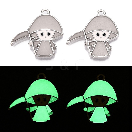 Halloween Theme Rack Plating Luminous Alloy Enamel Pendants ENAM-N056-237P-1