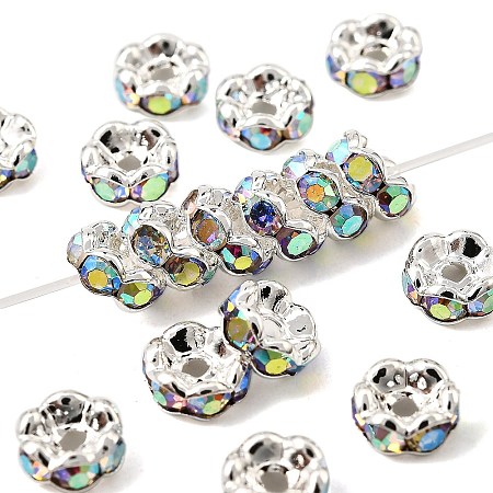 Brass Rhinestone Spacer Beads X-RB-A014-L6mm-28S-NF-1