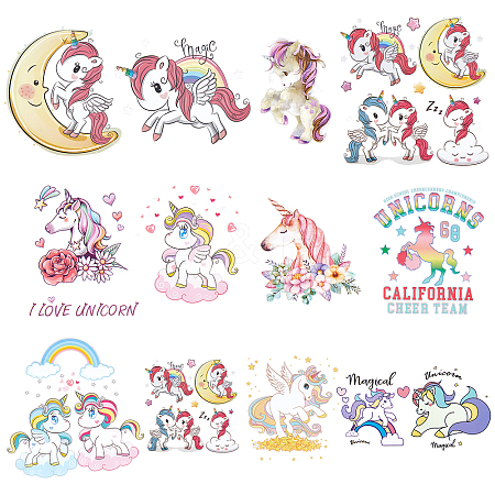 CREATCABIN 13Pcs 13 Style Horse Iron on Patches Heat Transfer Stickers DIY-CN0001-70-1