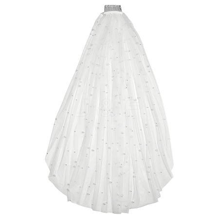 Cloth Mesh Bridal Veils AJEW-WH0609-439-1