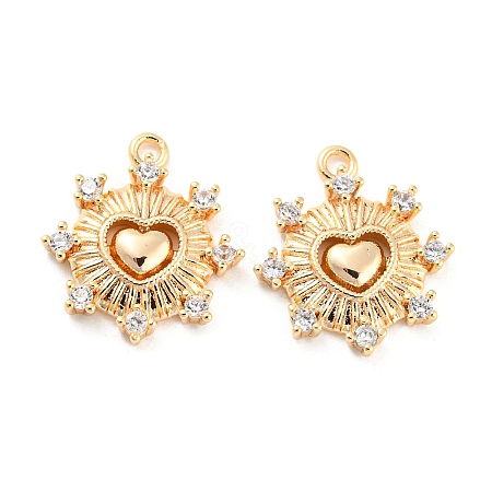 Brass Micro Pave Cubic Zirconia Charms KK-E090-32G-1