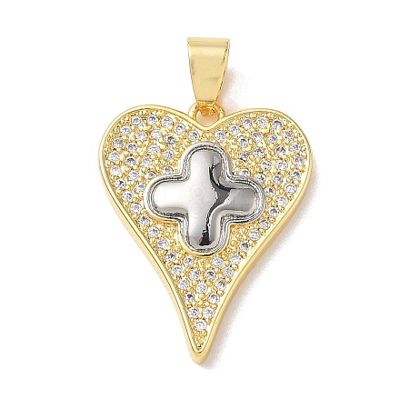 Two Tone Brass Micro Pave Clear Cubic Zirconia Pendants KK-L268-025G-03-1