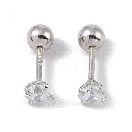 Anti-Tarnish Rhodium Plated 999 Sterling Silver Cubic Zirconia Cartilage Earrings for Women EJEW-S215-28P-1