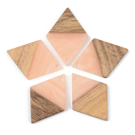 Opaque Resin & Walnut Wood Pendants RESI-S389-012A-C02-1