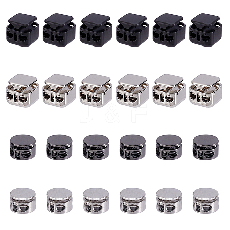 24Pcs 4 Styles Alloy Spring Cord Locks FIND-NB0006-33-1