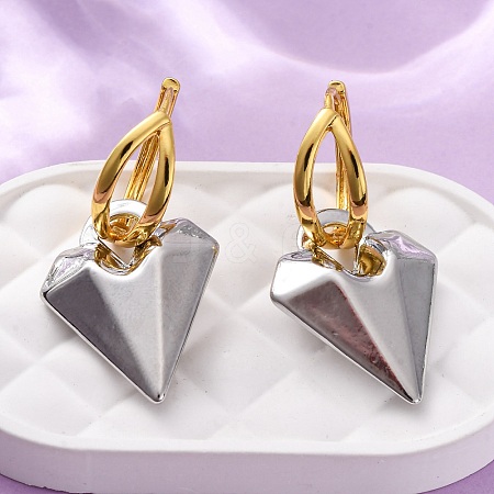 Two Tone Heart Brass Hoop Earrings EJEW-D322-12GP-02A-1