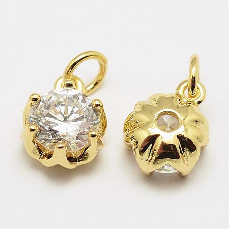 Brass Micro Pave Grade AAA Cubic Zirconia Charms KK-P057-08G-NR-1