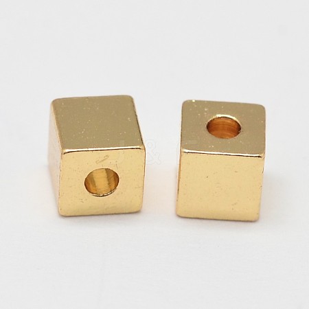 Rack Plating and Vacuum Plating Brass Cube Spacer Beads KK-I598-01G-RS-1