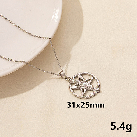 Animal Stainless Steel Ring with Star Pendant Necklace for Women QG3482-7-1