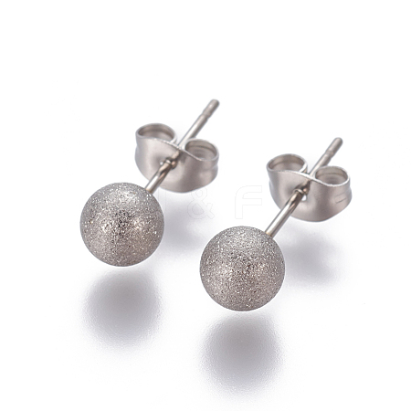 Tarnish Resistant 304 Stainless Steel Ear Studs EJEW-G253-6mm-P-1