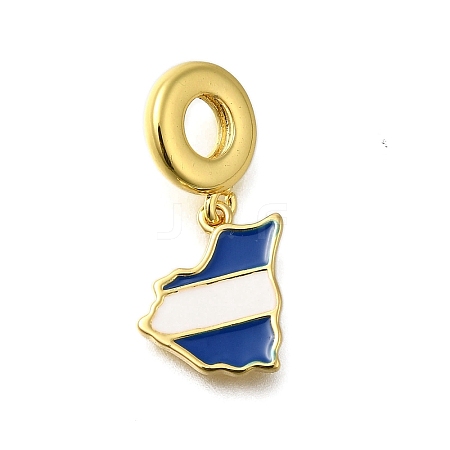 Rack Plating Brass White & Blue Enamel European Dangle Charms KK-M079-21C-G-1