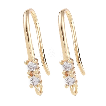 Brass Micro Pave Cubic Zirconia Earring Hooks KK-U008-12G-1