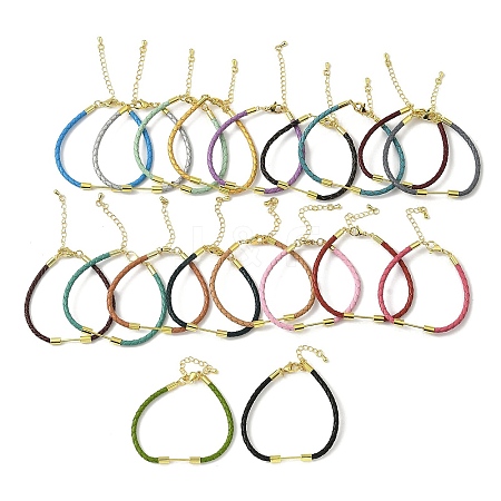 3MM Braided Round Imitation Leather Cord Bracelet Making MAK-S075-01G-1