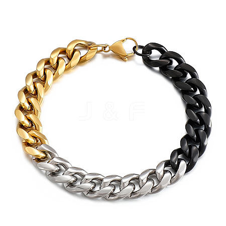 304 Stainless Steel Cuban Link Chain Bracelets for Men FS-WG114D5-07-1