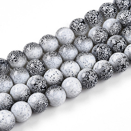 Transparent Baking Paint Glass Beads Strands DGLA-N009-8mm-09-1