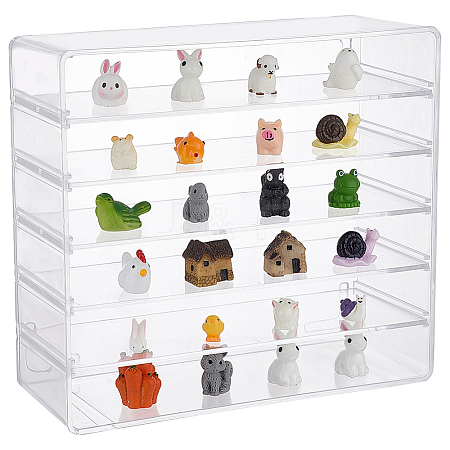 6 Grids Transparent Acrylic Minifigures Display Case with Detachable Dividers DIY-WH0430-530B-1
