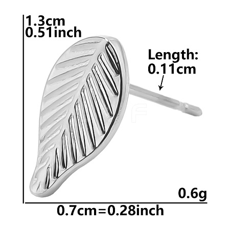 Non-Tarnish 304 Stainless Steel Leaf Stud Earrings for Women BE5708-7-1