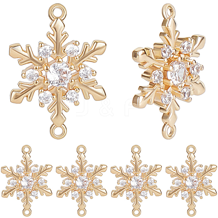 10Pcs Brass Micro Pave Clear Cubic Zirconia Connector Charms ZIRC-BBC0002-86B-1