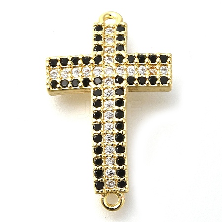 Brass Pave Black & Clear Cubic Zirconia Connector Charms LS-KK-M101-02I-G01-1