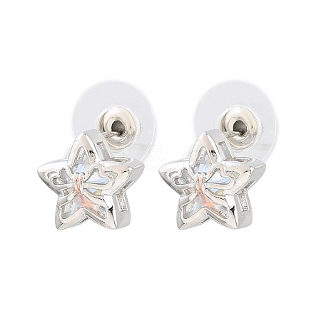Women's Brass Stud Earrings KK-CBA6599-02P-1