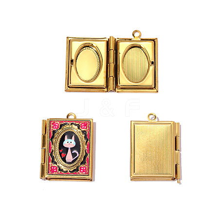 304 Stainless Steel Locket Pendants STAS-OY014-76G-1