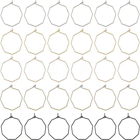 Unicraftale 30Pcs 5 Colors Ion Plating(IP) 316 Surgical Stainless Steel Hoop Earrings Findings STAS-UN0030-95-1