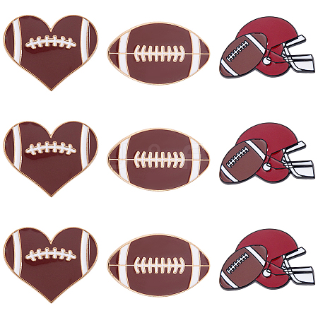9Pcs 3 Styles Rugby Sports Enamel Pins JEWB-SC0001-99-1
