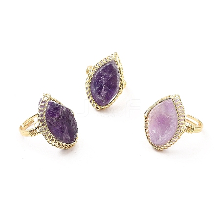 Natural Amethyst Horse Eye Wrapped Adjustable Ring G-D458-03G-07-RS-1