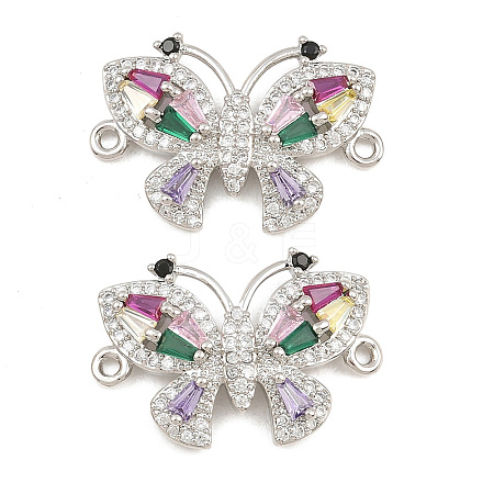 Brass Pave Colorful Cubic Zirconia Connector Charms CU-CBA908F-04P-07-1