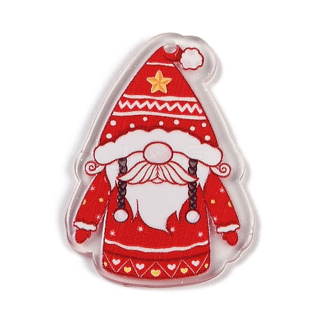 Christmas Theme Opaque Printed Acrylic Pendants SACR-S035-02B-1