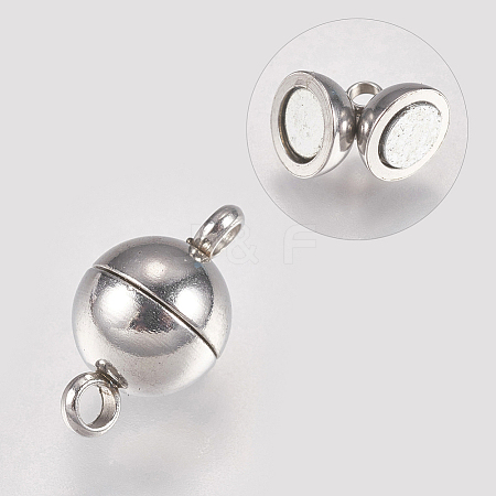 Tarnish Resistant 304 Stainless Steel Magnetic Clasps with Loops X-STAS-G173-05P-6mm-1