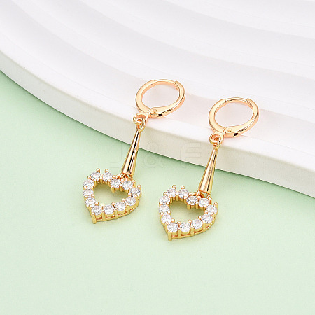 Brass Micro Pave Cubic Zirconia Leverback Earrings EJEW-N058-18A-G-1