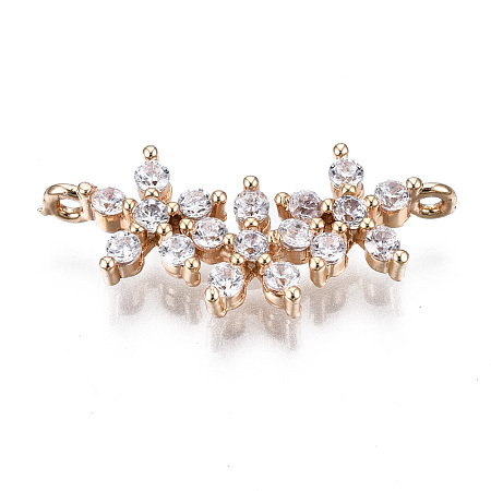 Brass Micro Pave Clear Cubic Zirconia Links Connectors KK-S359-151-RS-1