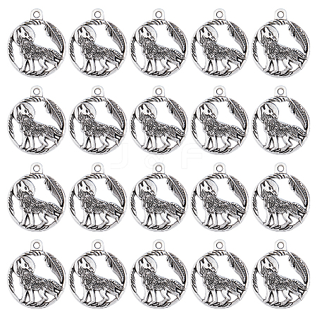 SUNNYCLUE 60Pcs Tibetan Style Alloy Howling Wolf Pendants TIBEP-SC0002-66-1