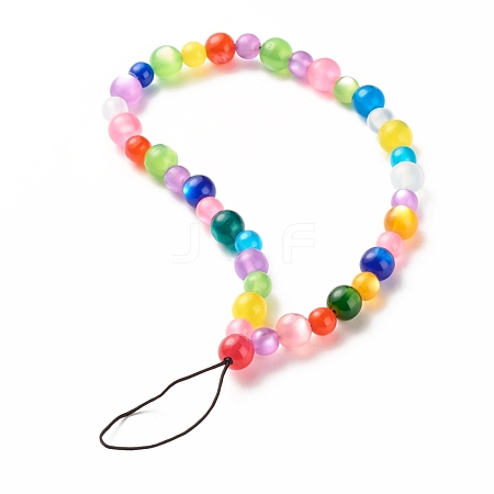 Round Resin Beads Mobile Straps HJEW-JM00583-1