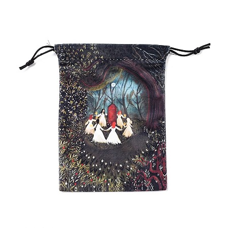 Velvet Tarot Cards Storage Drawstring Bags ZODI-PW0002-06D-1