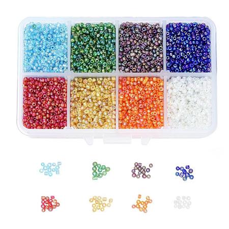 1 Box 12/0 Glass Seed Beads Transparent Colours Rainbow DIY Loose Spacer Mini Glass Seed Beads SEED-X0050-2mm-12-1