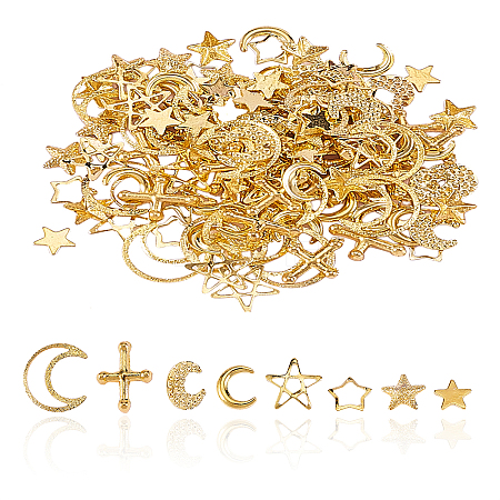 160Pcs 8 Styles Brass & Alloy Material Cabochons PALLOY-CJ0001-172-1